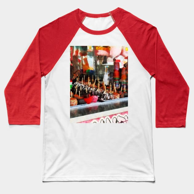 Carnival Midway - Candy Apples Baseball T-Shirt by SusanSavad